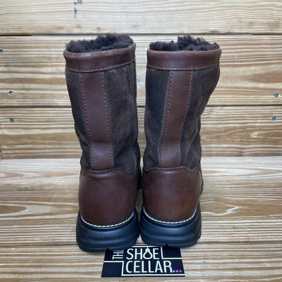 UGG Australia Womens Brooks Winter Boots Brown Sheepskin Mid Calf Pull On 7 - Picture 2 of 9